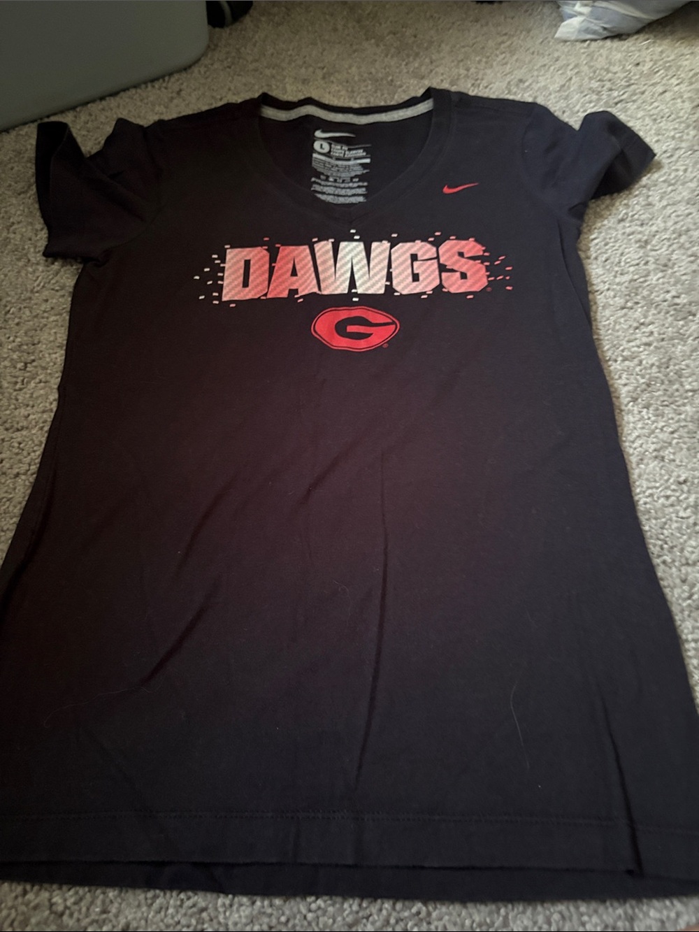Nike Black Tee with Red and White 'DAWGS' Graphic